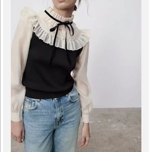 Zara Contrast Organza Sweater, Size Small | FW21